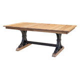 Rockford Hickory Dining Set for 6-10 with Black Metal Base