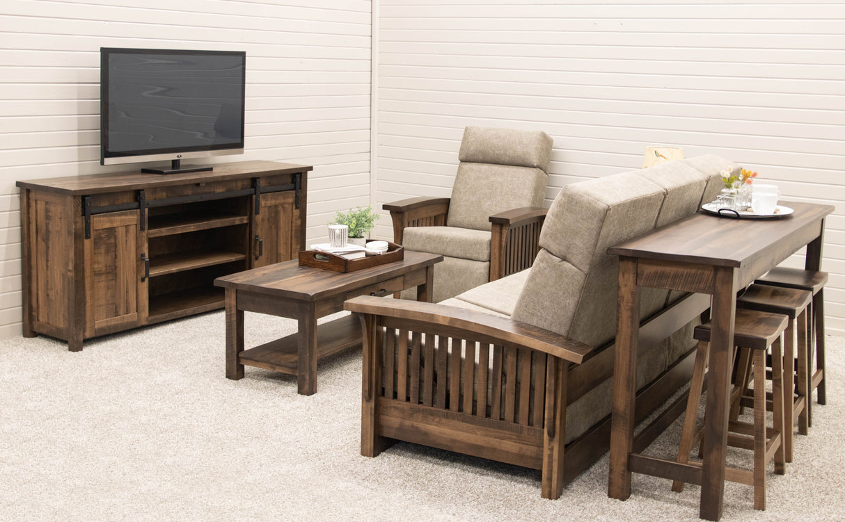 Mission Reclining Loveseat with Wood Arms | 22-61