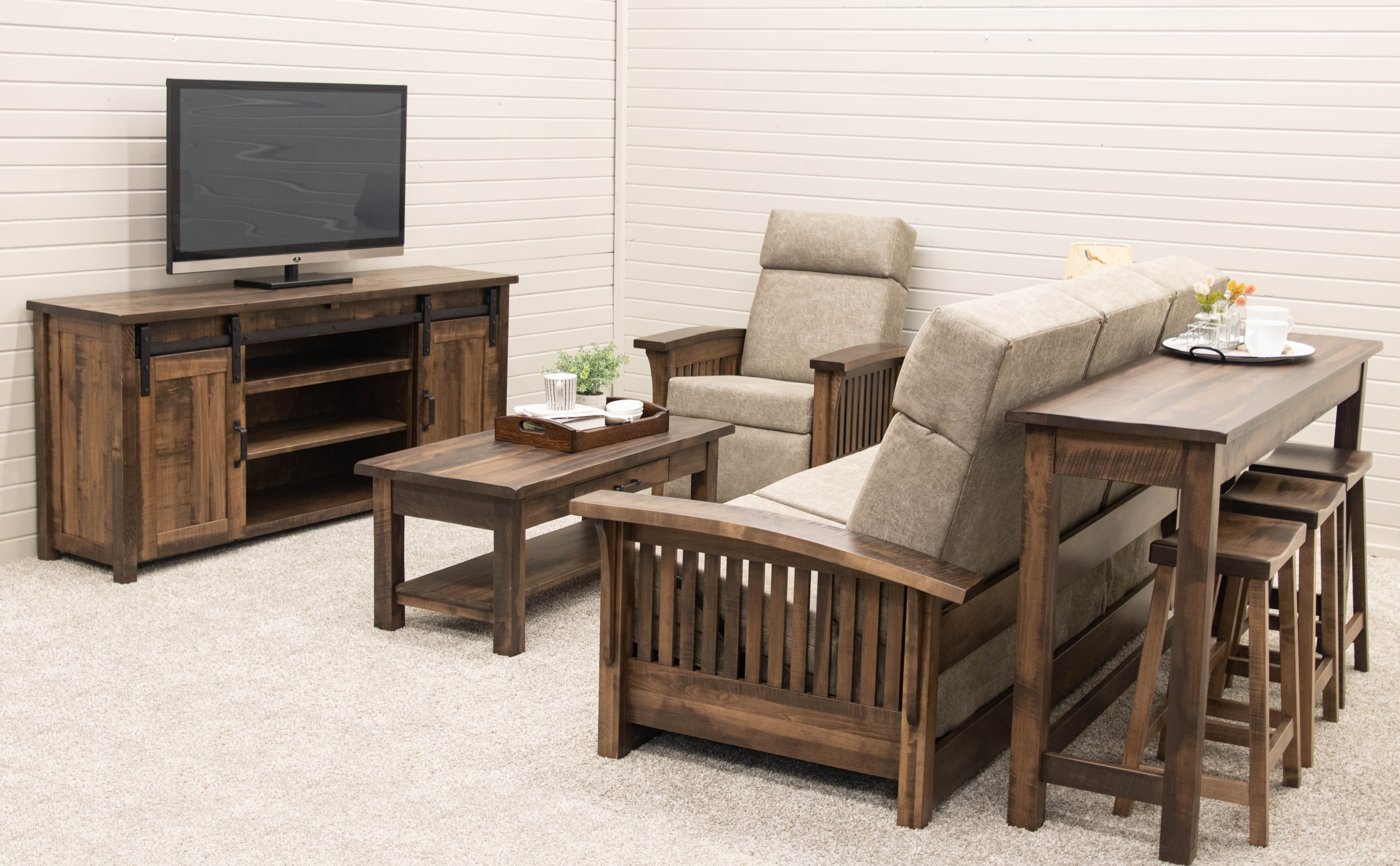Upstate Amish Furniture Gallery Mission Swivel Glider Recliner - Thumbnail 3