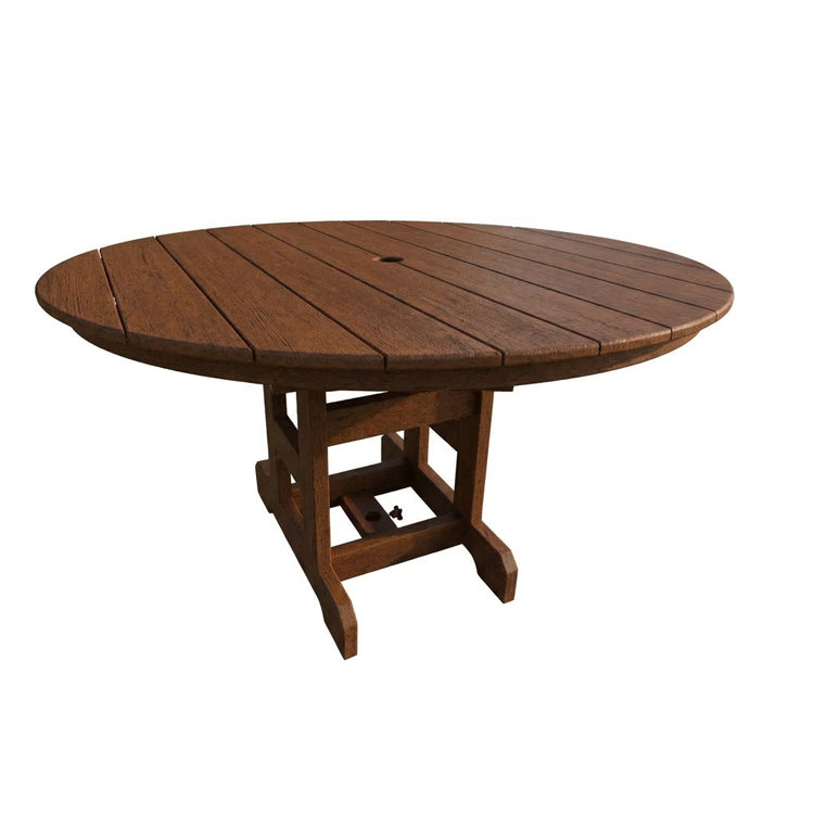 Round Outdoor Amish Poly Dining Table - Antique Mahogany