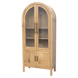 Wilmington White Oak Wood Arched Bookcase with Doors | BLS