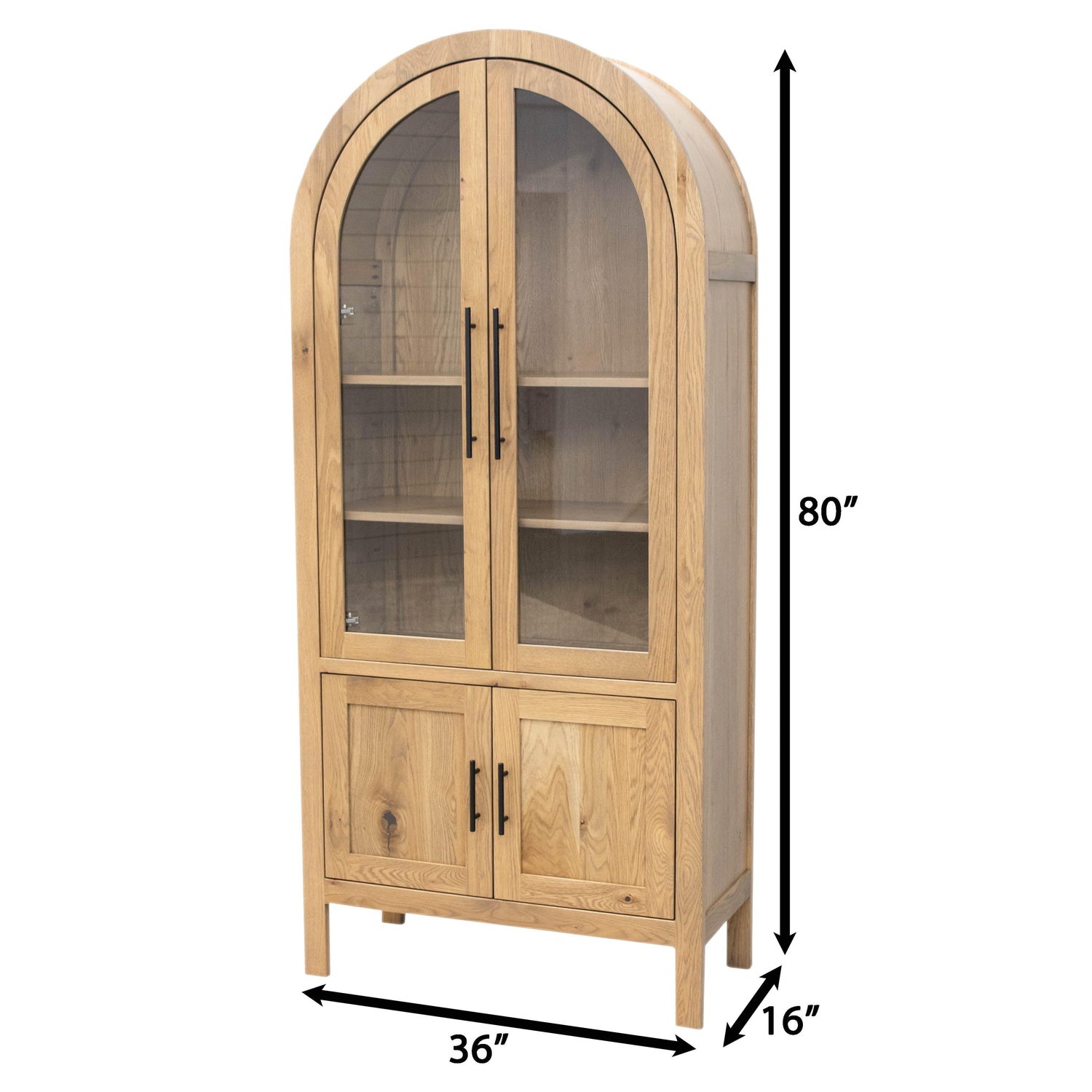 Wilmington Black Maple Wood Arched Bookcase with Doors | M-EB&RW-NAT