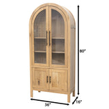 Wilmington Black Maple Wood Arched Bookcase with Doors | M-EB&RW-NAT