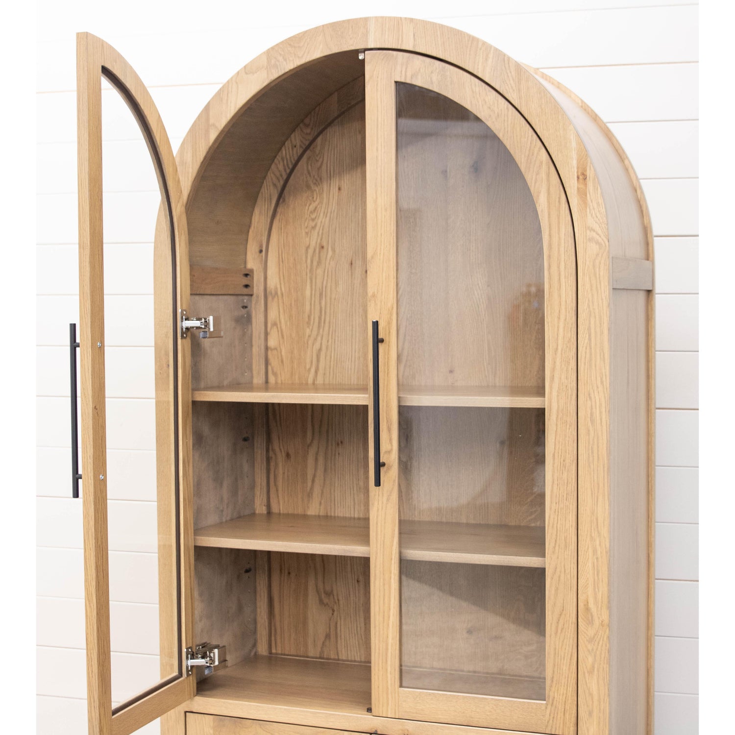 Wilmington White Oak Wood Arched Bookcase with Doors | BLS