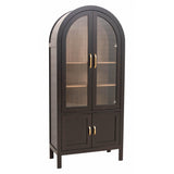 Wilmington Black Maple Wood Arched Bookcase with Doors | M-EB&RW-NAT