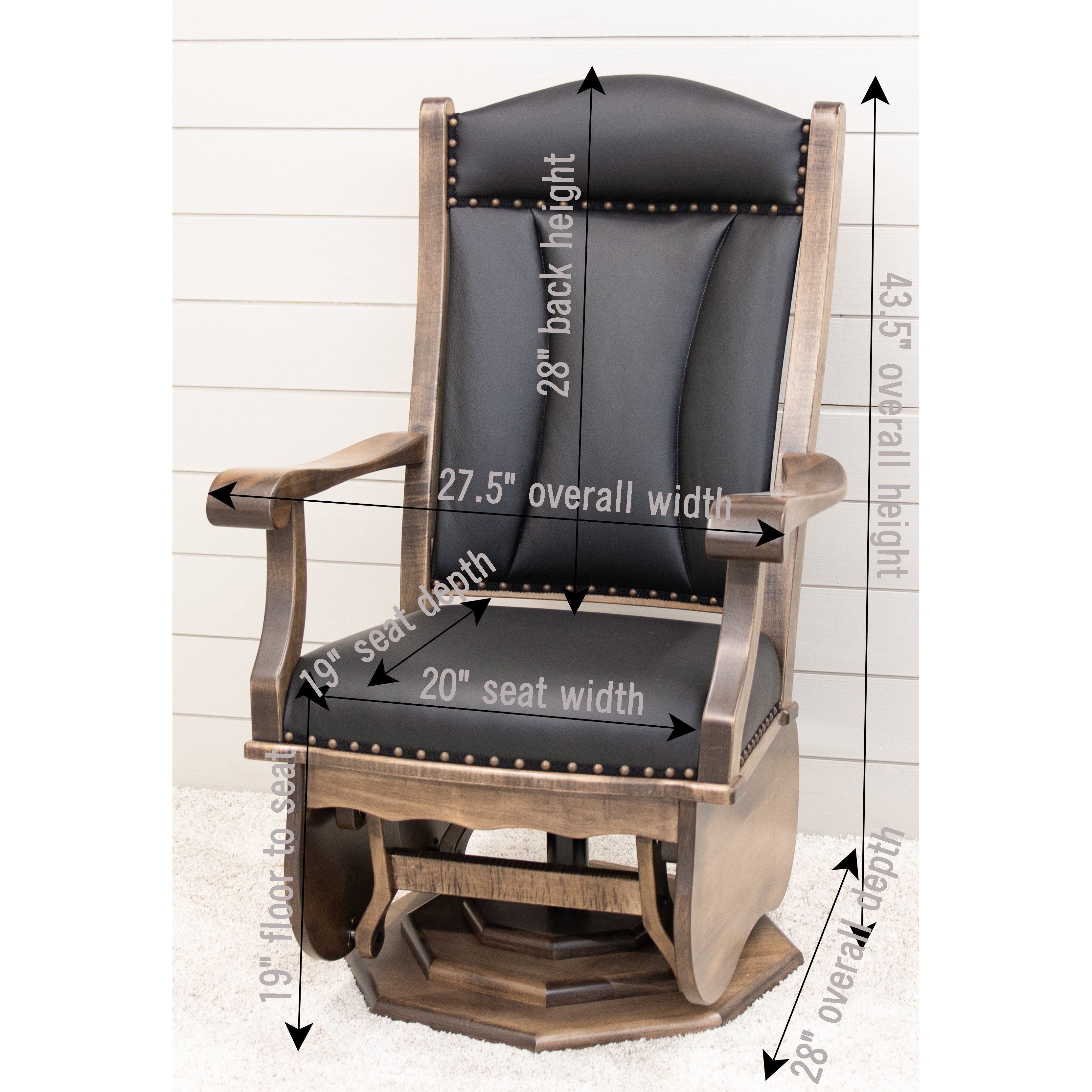 Clark Black Leather Swivel Glider & Ottoman with Maple Frame