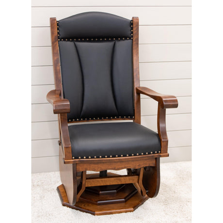 SPG-47 Clark Black Leather Swivel Glider & Ottoman | C-MC