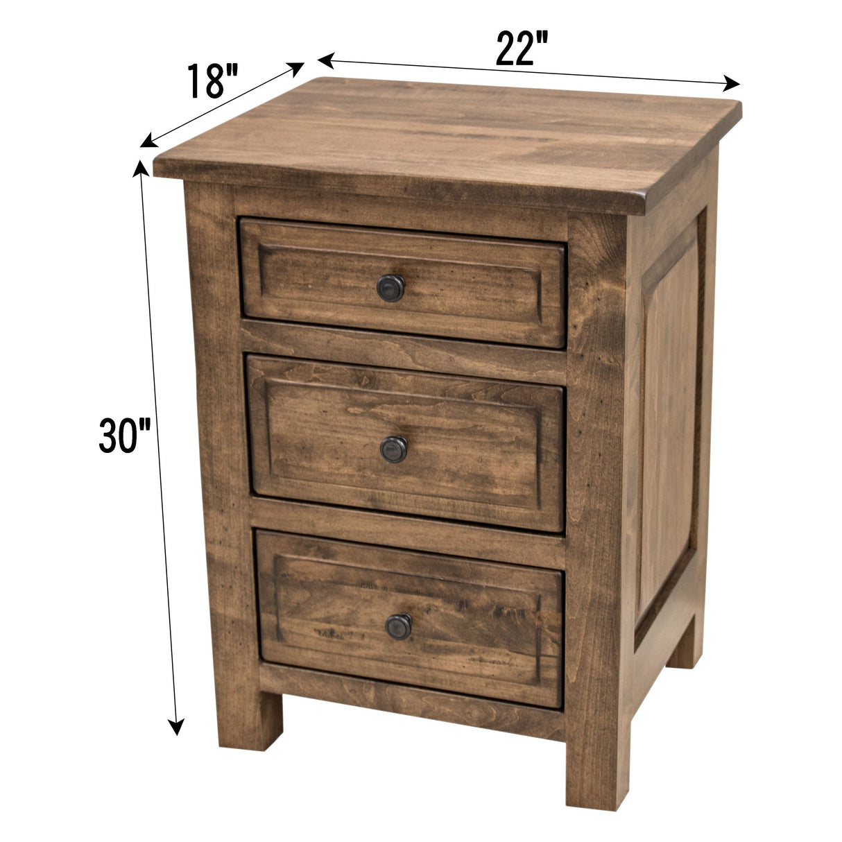 Savannah Rustic 3-Drawer Nightstand