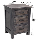 Savannah Rustic 3-Drawer Nightstand