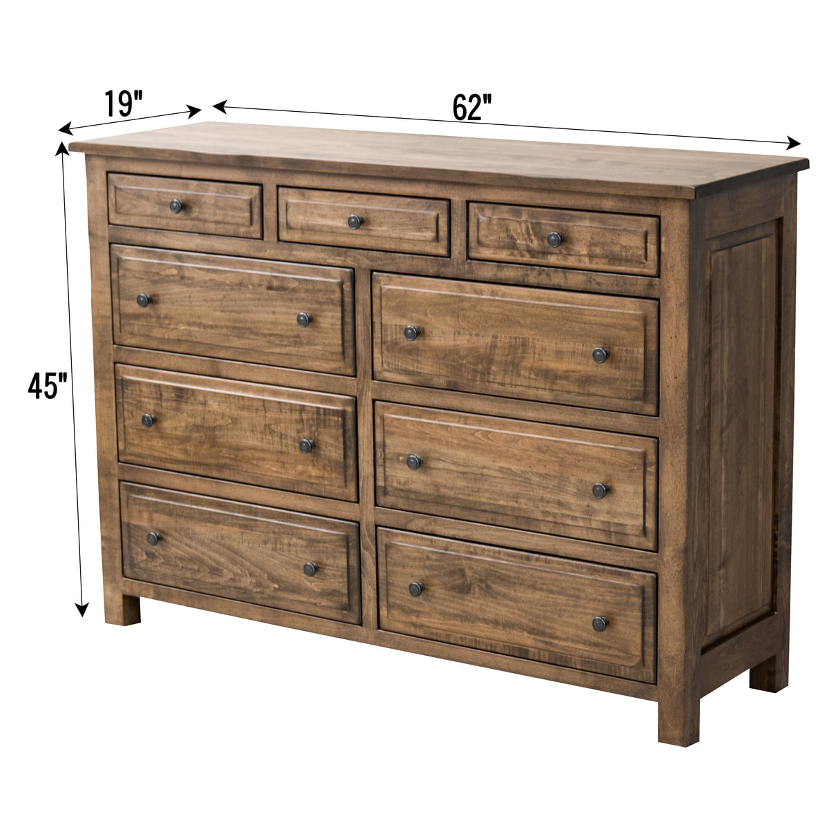 Savannah Rustic 9-Drawer Tall Dresser