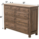 Savannah Rustic 9-Drawer Tall Dresser