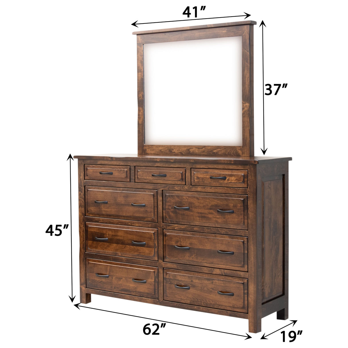 Savannah Rustic 9-Drawer Tall Dresser