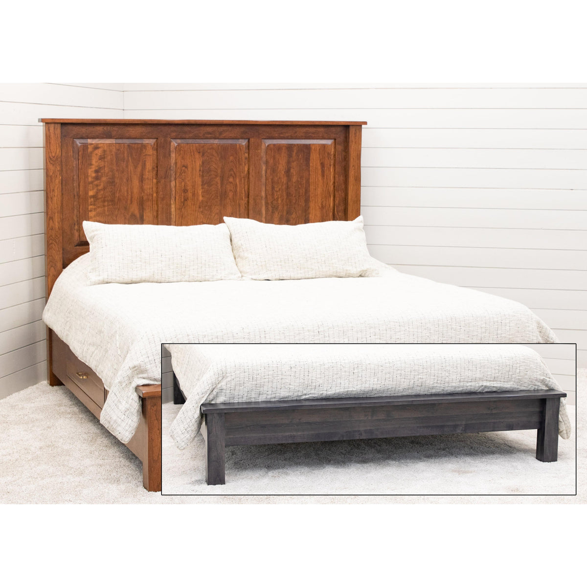 Savannah King Cherry Wood Storage Platform Bed | MC