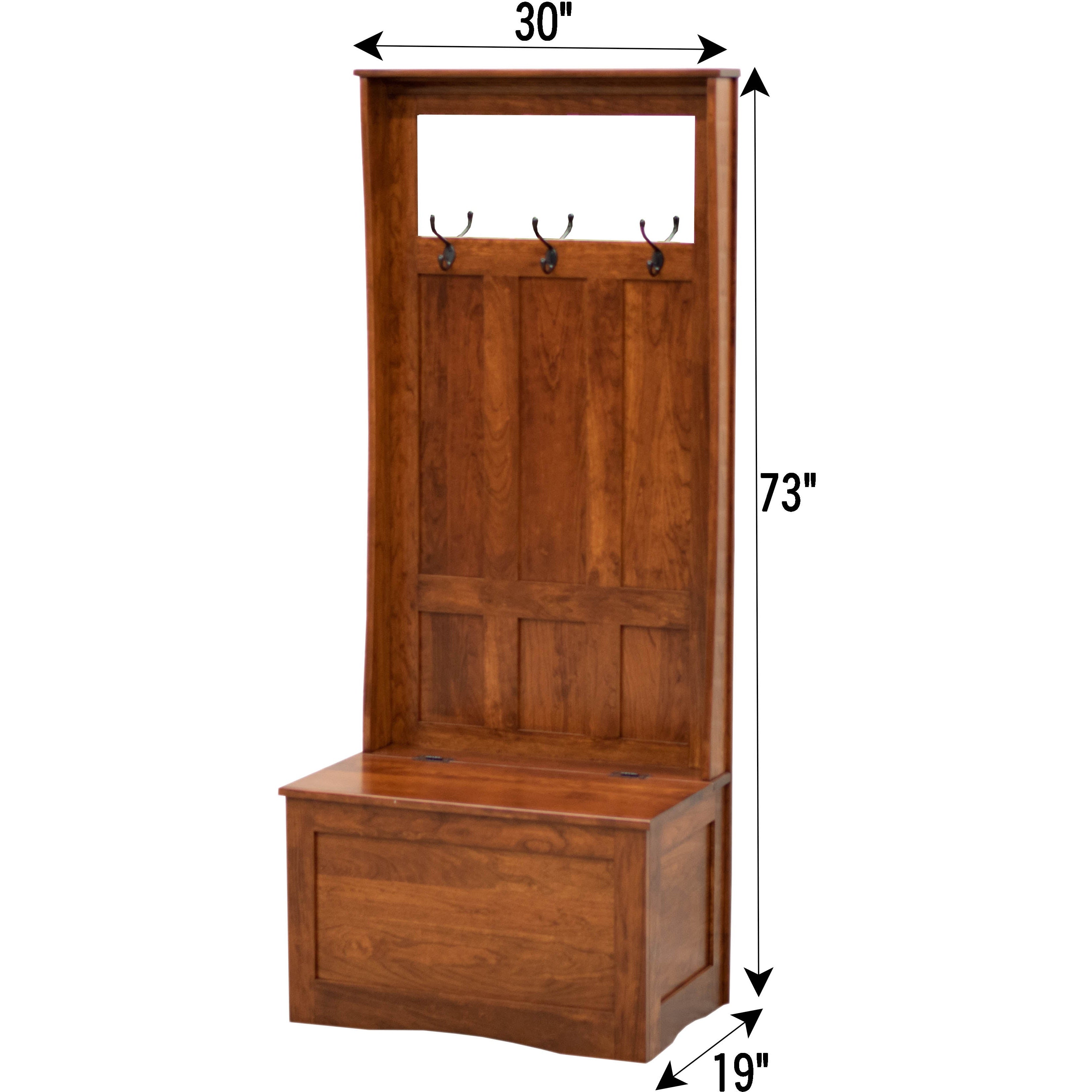 Shaker Solid Cherry Wood Hall Tree Bench in Cherry Color – Upstate