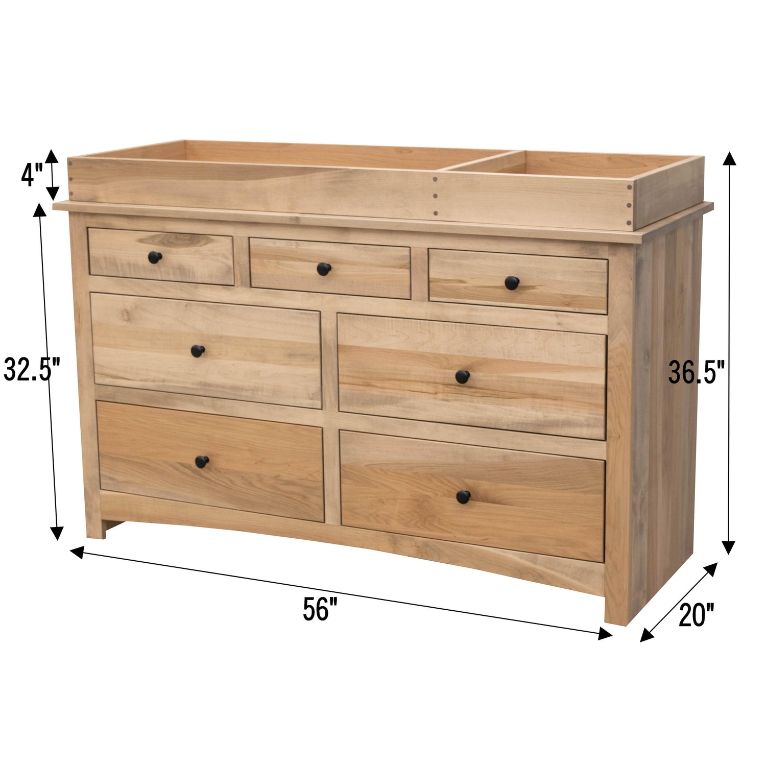 Shaker Maple Wood 7-Drawer Nursery Dresser with Changing Topper | BLS