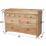 Shaker Maple Wood 7-Drawer Nursery Dresser with Changing Topper | BLS