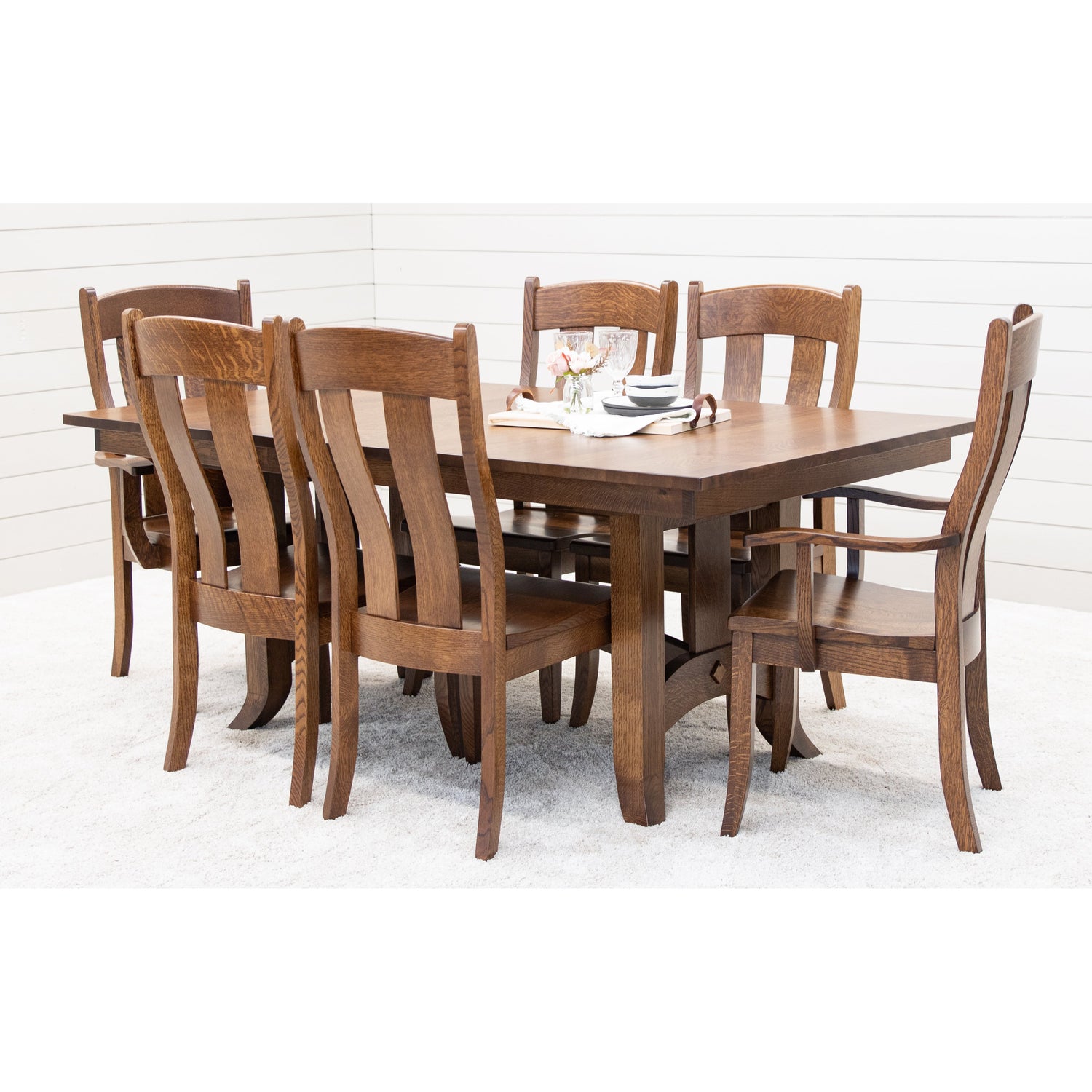 Shaker Hill Quarter Sawn White Oak Wood Extending Dining Table | ASB