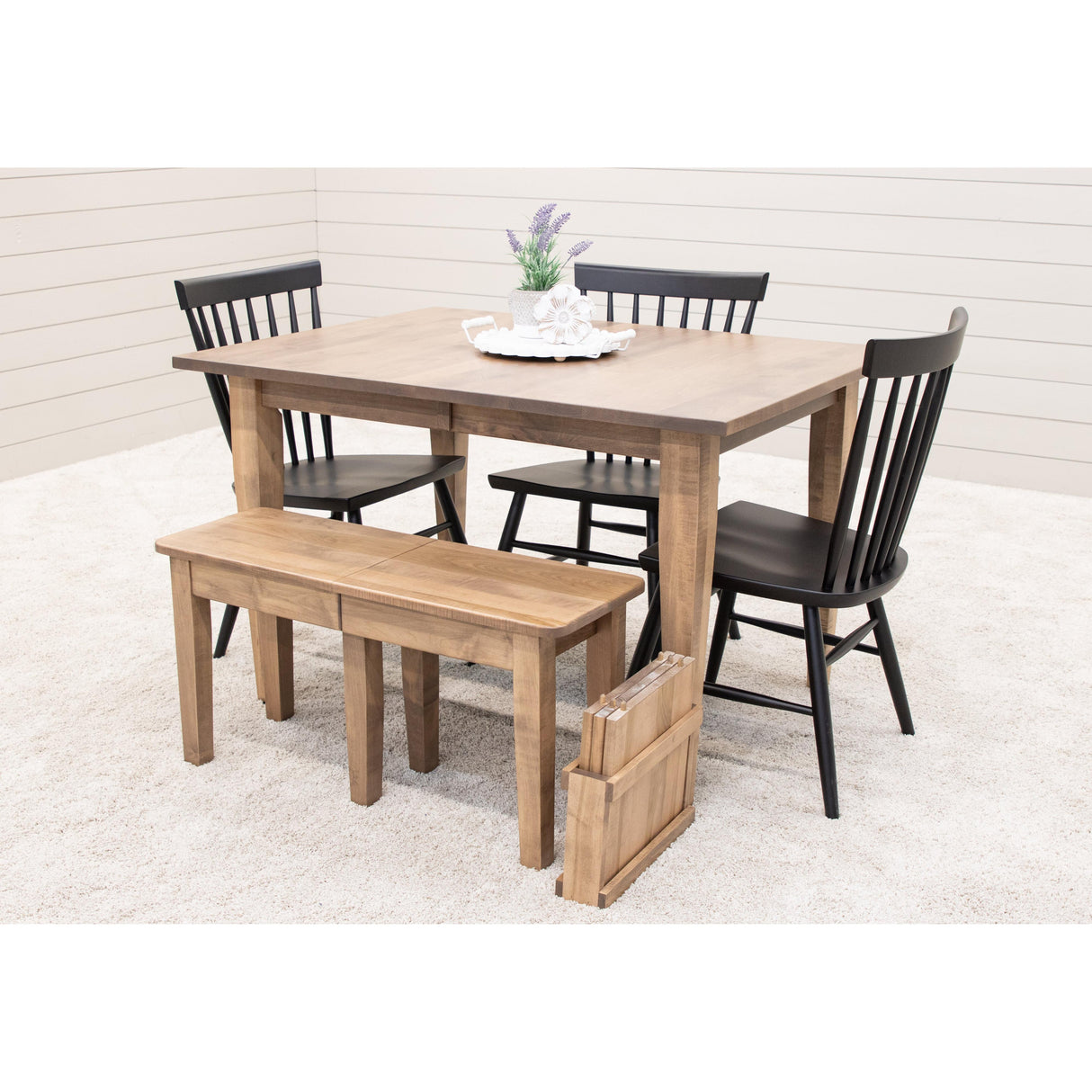 Shaker Leg Maple Wood Expandable Dining Bench | WB