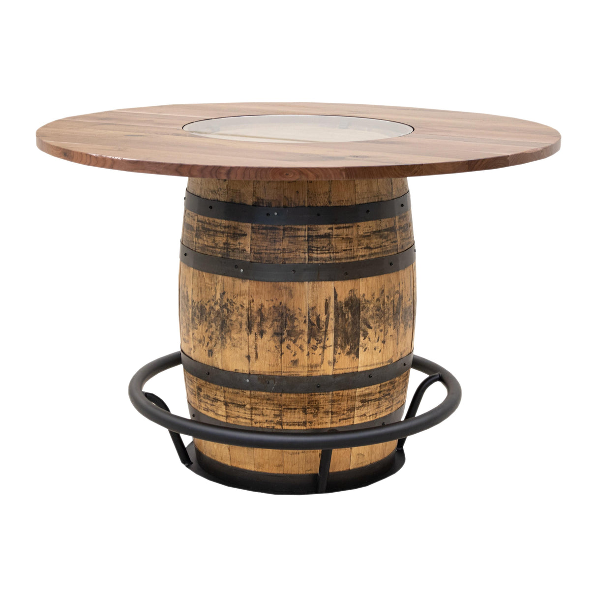 Round Whiskey Walnut Wood Single Barrel Pub Table | NAT
