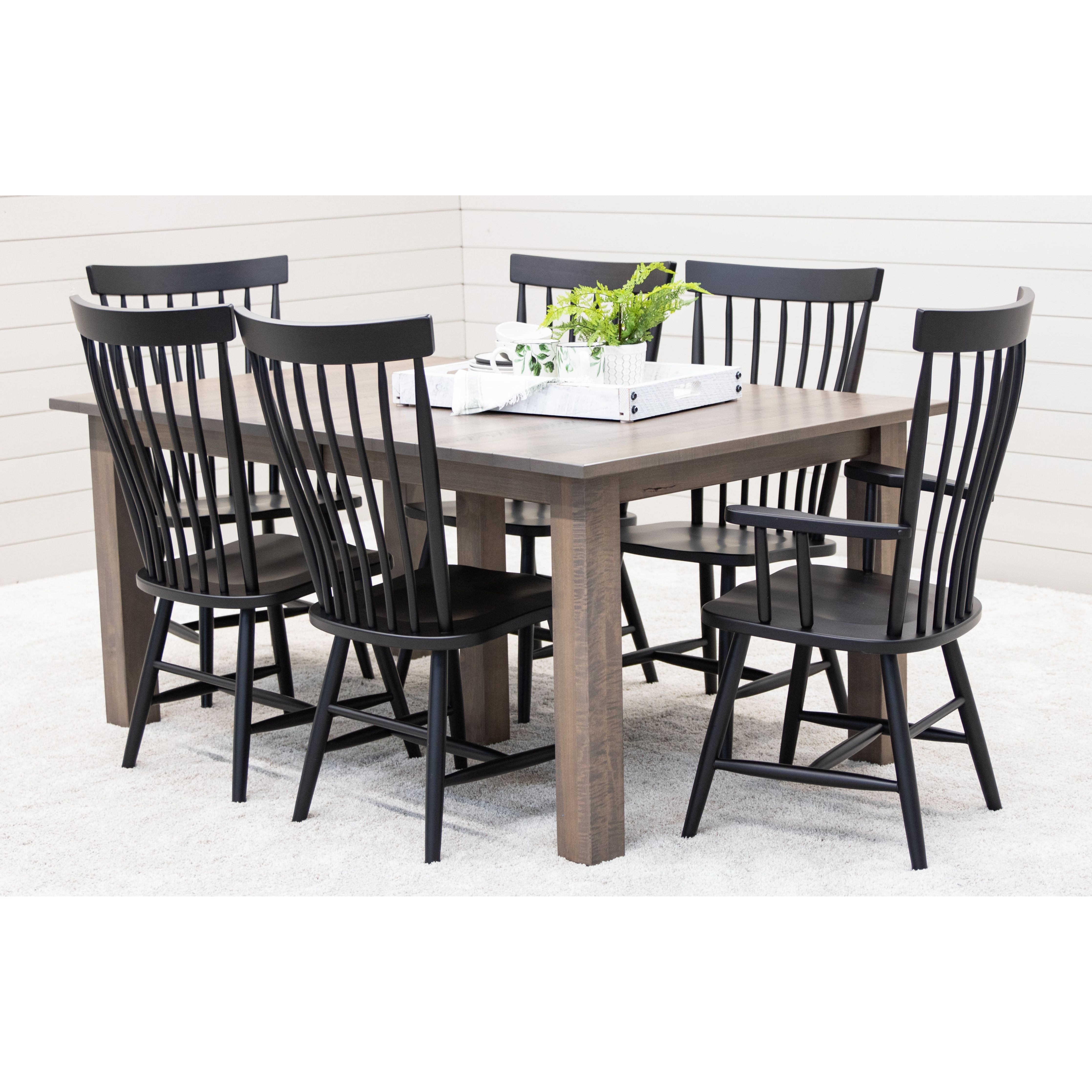 Millcreek Black Windsor Maple Wood Arm Dining Chair in Ebony