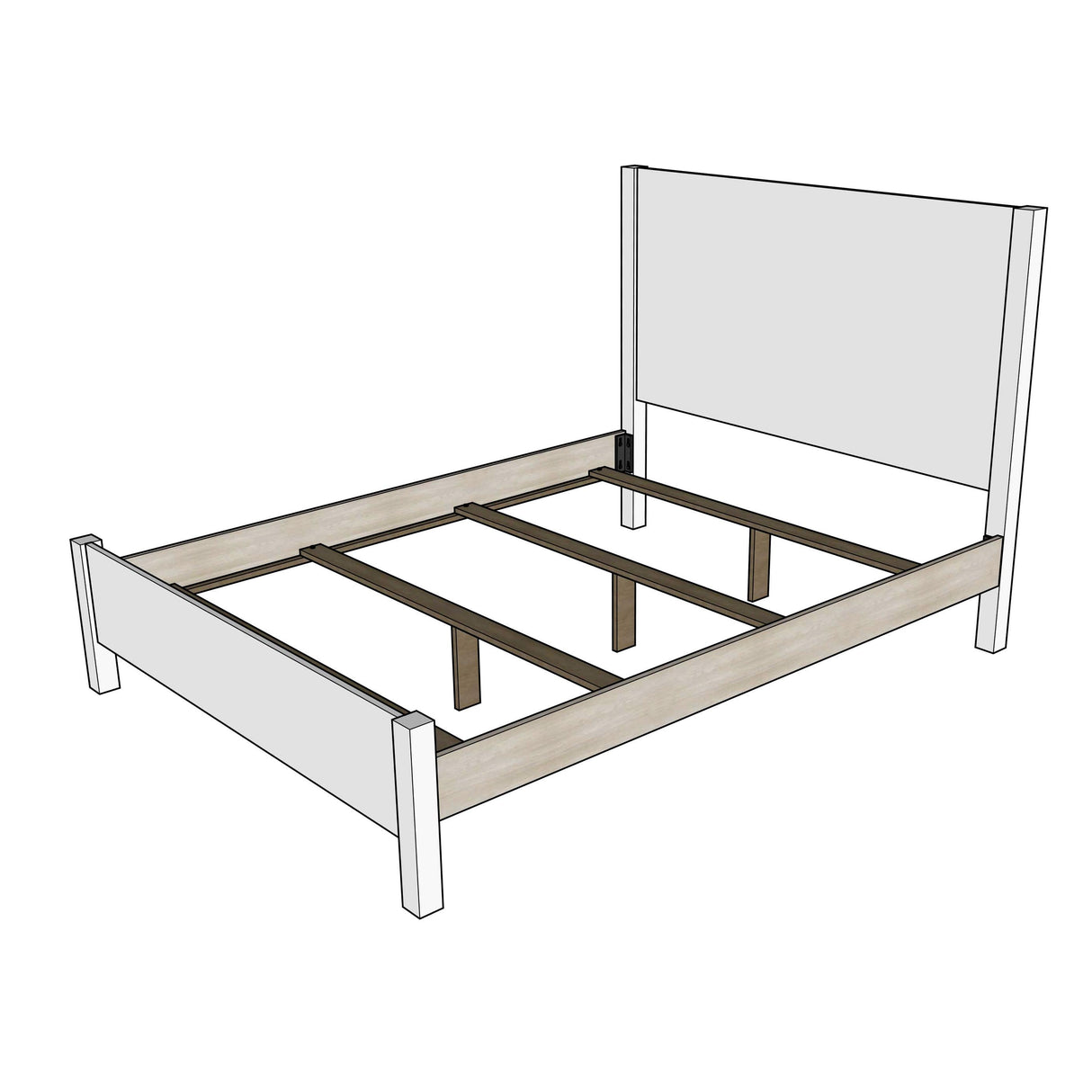 Hudson King Walnut Wood Bed with Upholstered Headboard | NAT