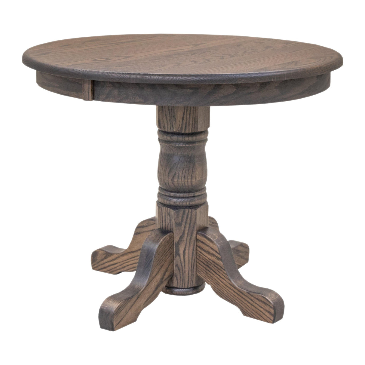Traditional Round Dark Oak Dining Table Set for 2-4 People