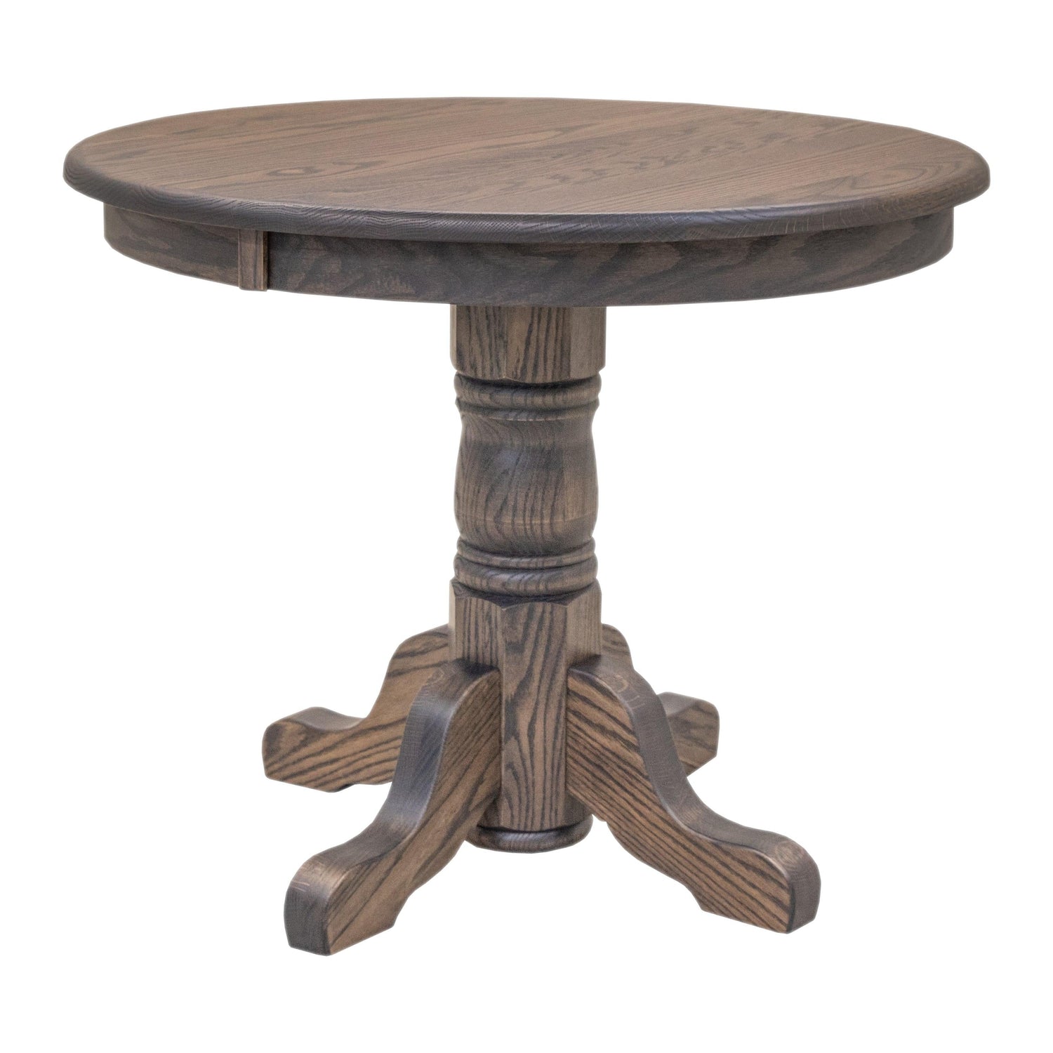 Traditional Round Dark Oak Dining Table Set for 2-4 People