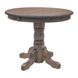 Traditional Round Dark Oak Dining Table Set for 2-4 People
