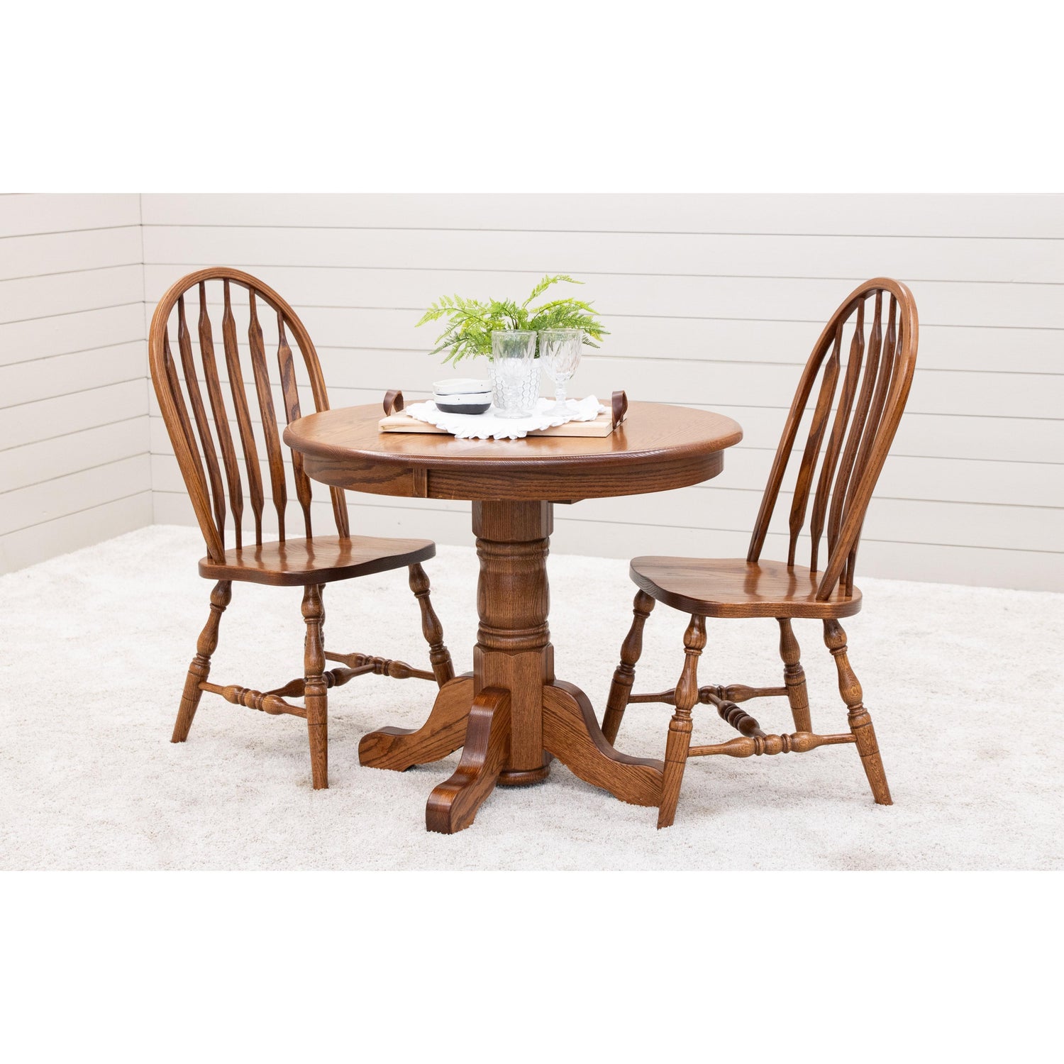 Traditional Round Oak Wood Dining Table | MC