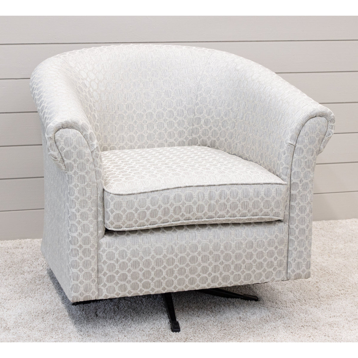 Light Gray Textured Upholstered Tub Swivel Armchair – Upstate Amish ...