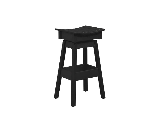 Outdoor Poly Amish Swivel Saddle Bar Stool - Black