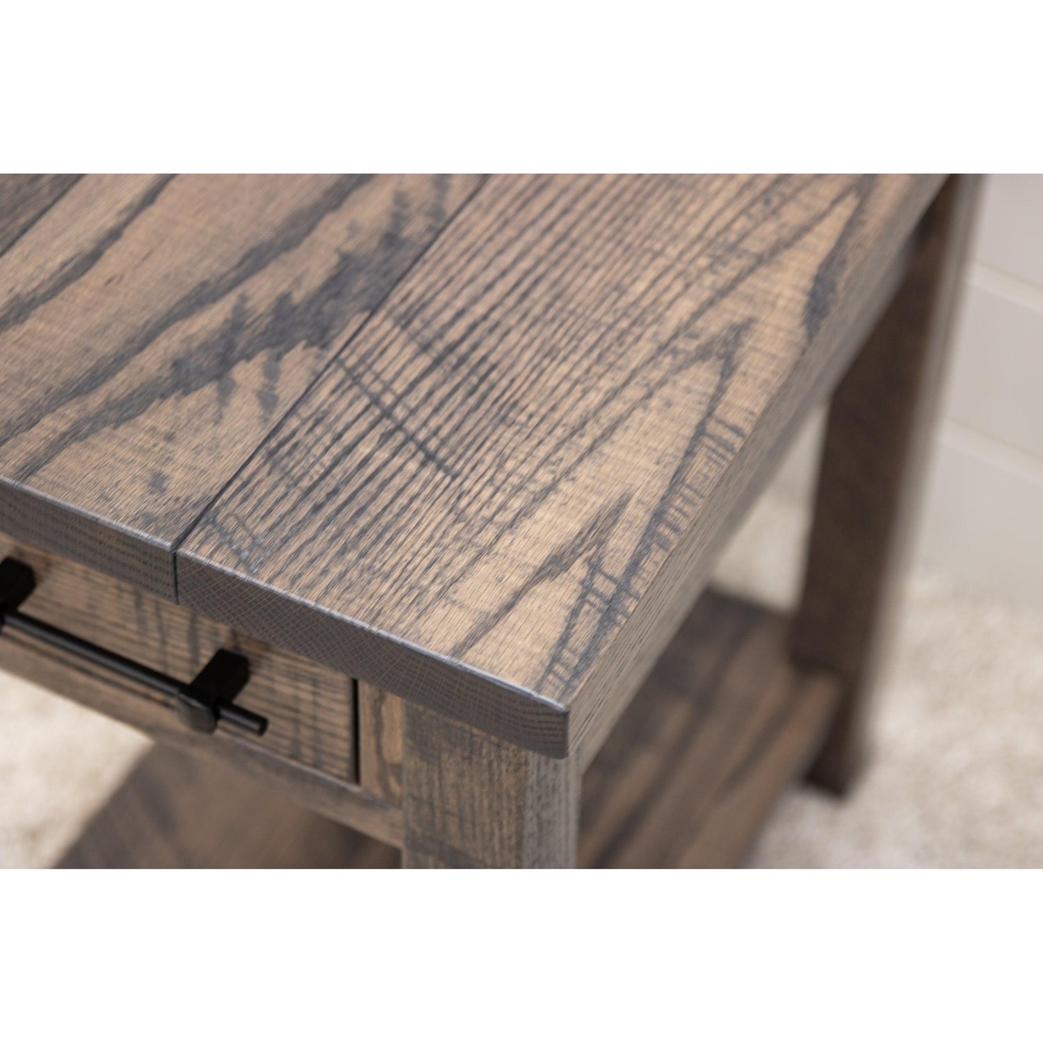 Arcadia Oak Wood Small Rectangle Open End Table | SB