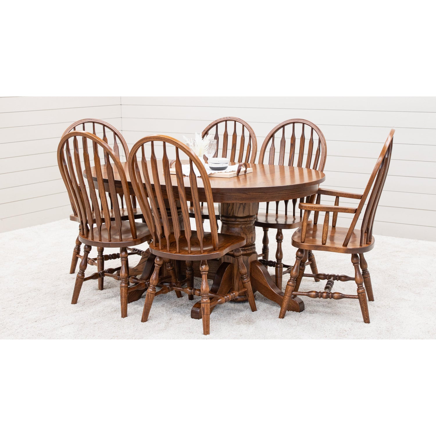Traditional Double Pedestal Oak Wood Extending Dining Table | MC