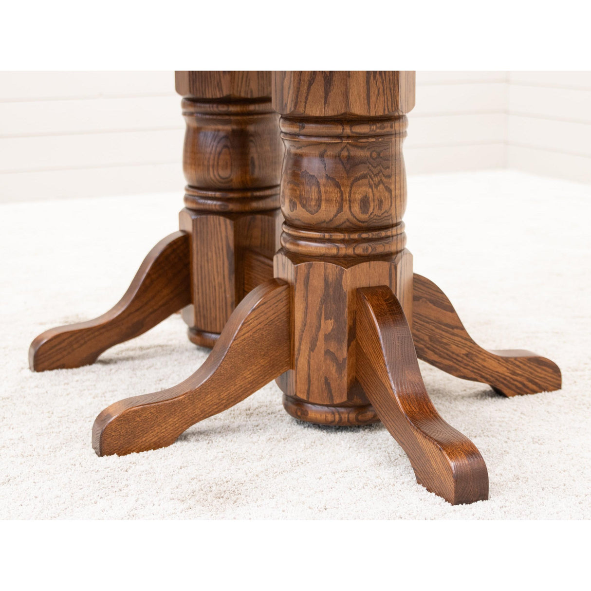 Traditional Double Pedestal Oak Wood Extending Dining Table | MC