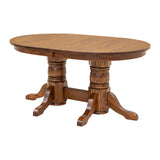 Amish Oval Oak Double Pedestal Table Set for 6-8