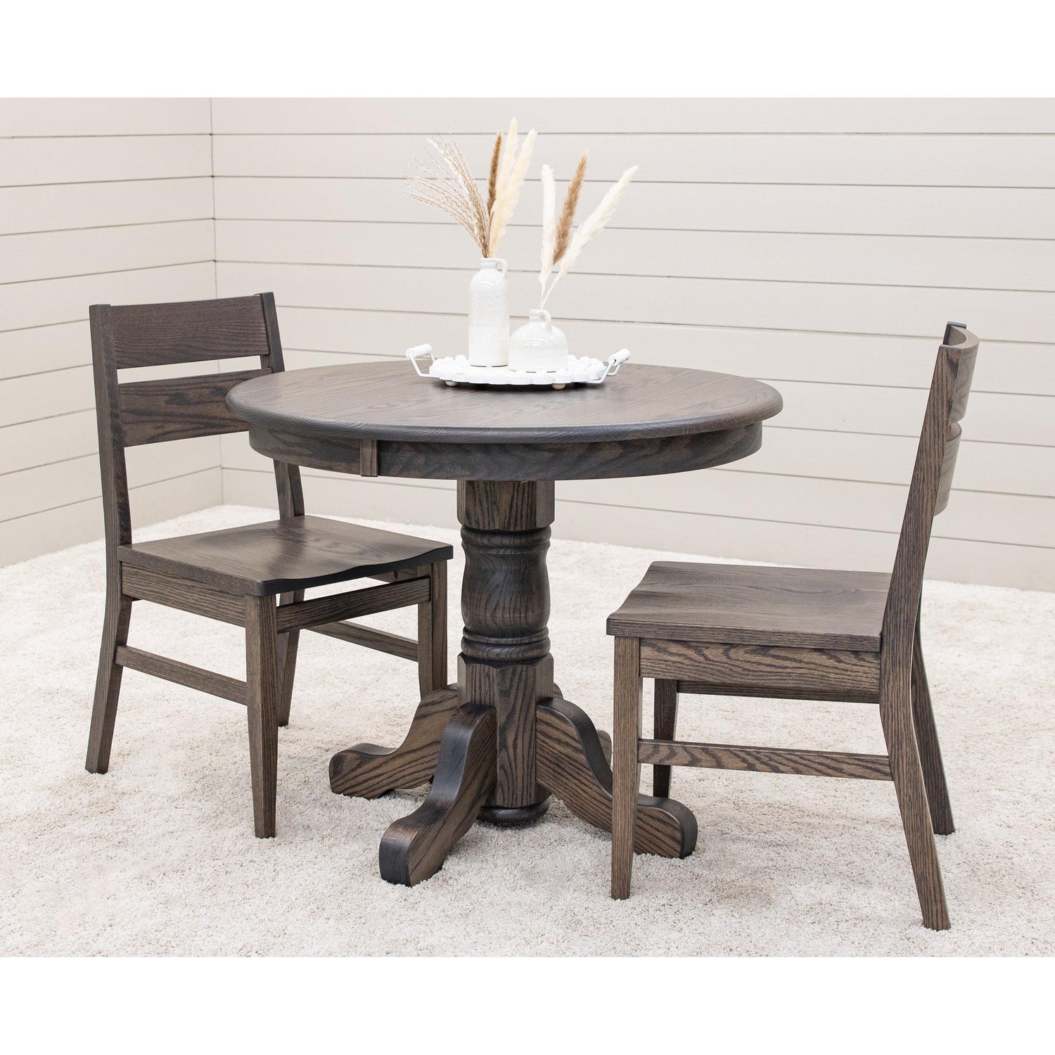 Traditional Round Oak Wood Dining Table | SB