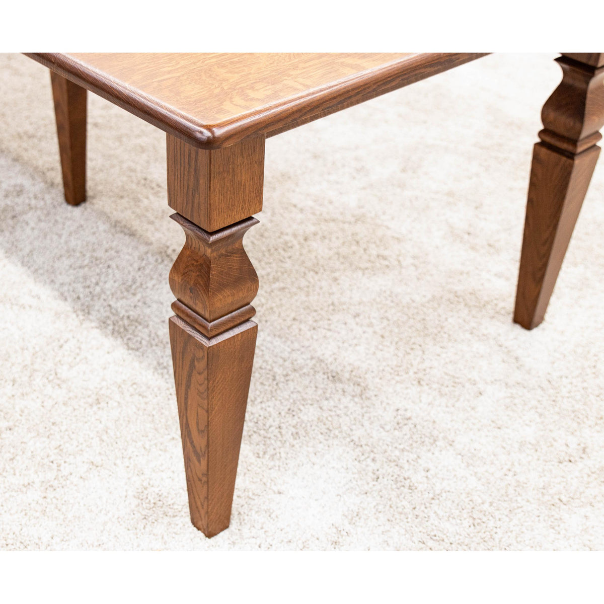 Classic Turned Cam Leg Quarter Sawn White Oak Wood Extending Dining Table | MC