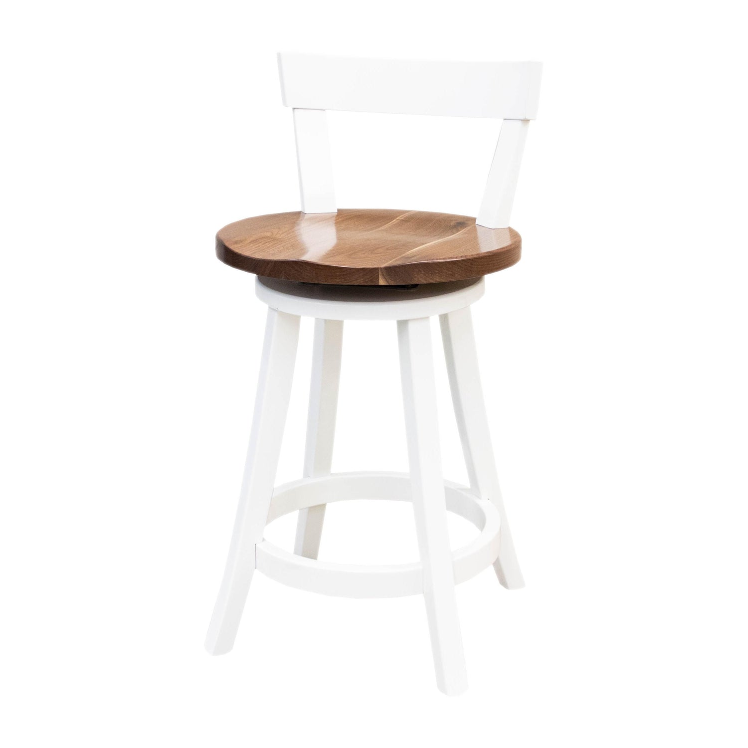 Turnstone 24" White & Walnut Wood Swivel Bar Stool | M-DW&RW-NAT
