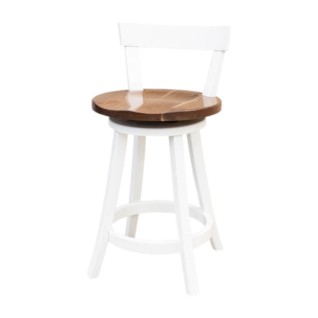 Turnstone 24" White & Walnut Wood Swivel Bar Stool | M-DW&RW-NAT