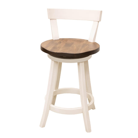 Turnstone 24" White & Wood Swivel Bar Stool | M-CW&CO