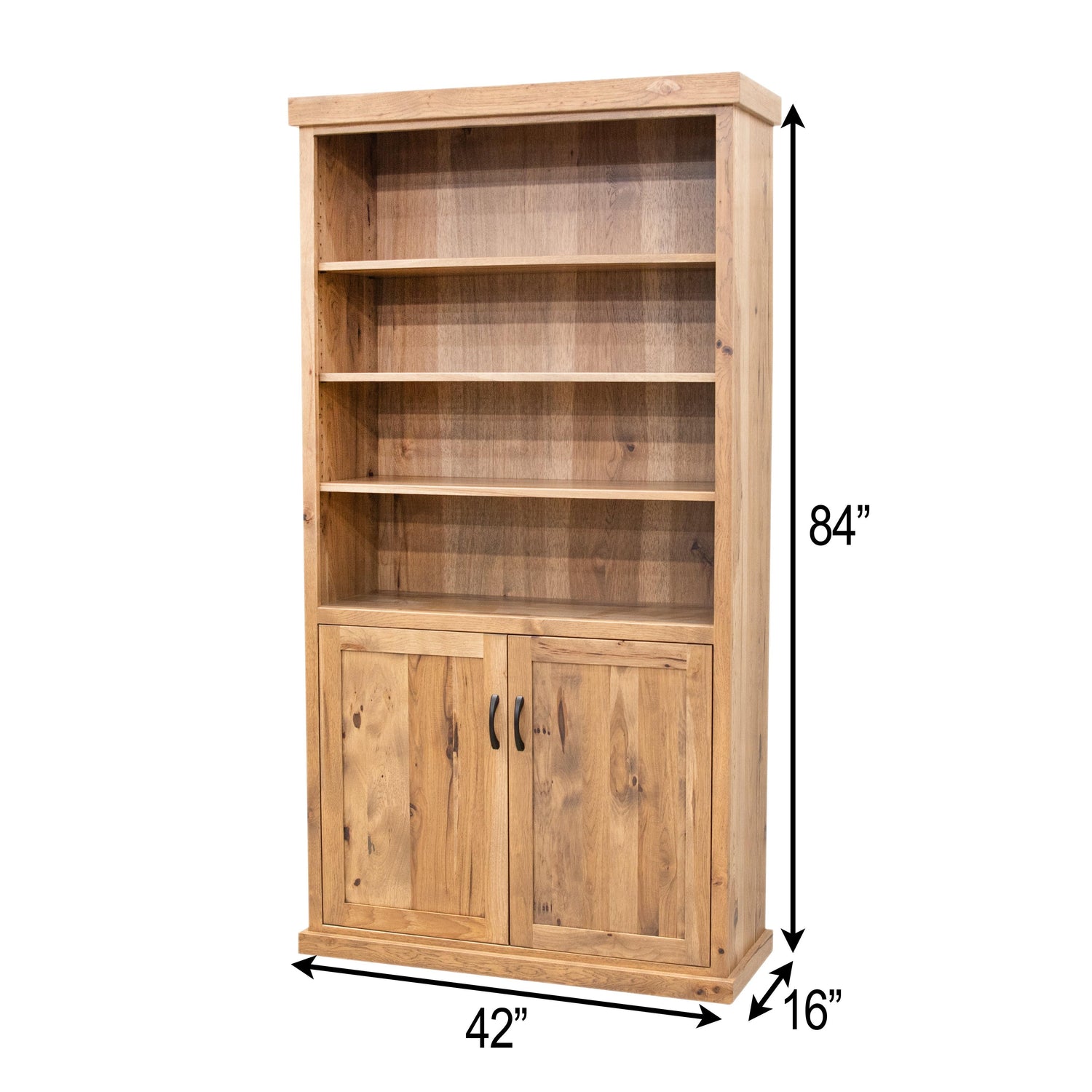 Tuscany Solid Hickory Wood Bookcase with Doors | WB