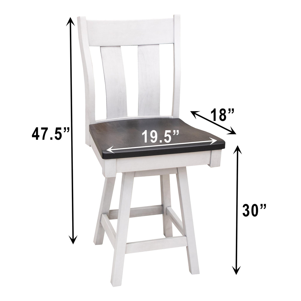 Urbana White & Wood 24" Swivel Bar Stool | M-AV&GS