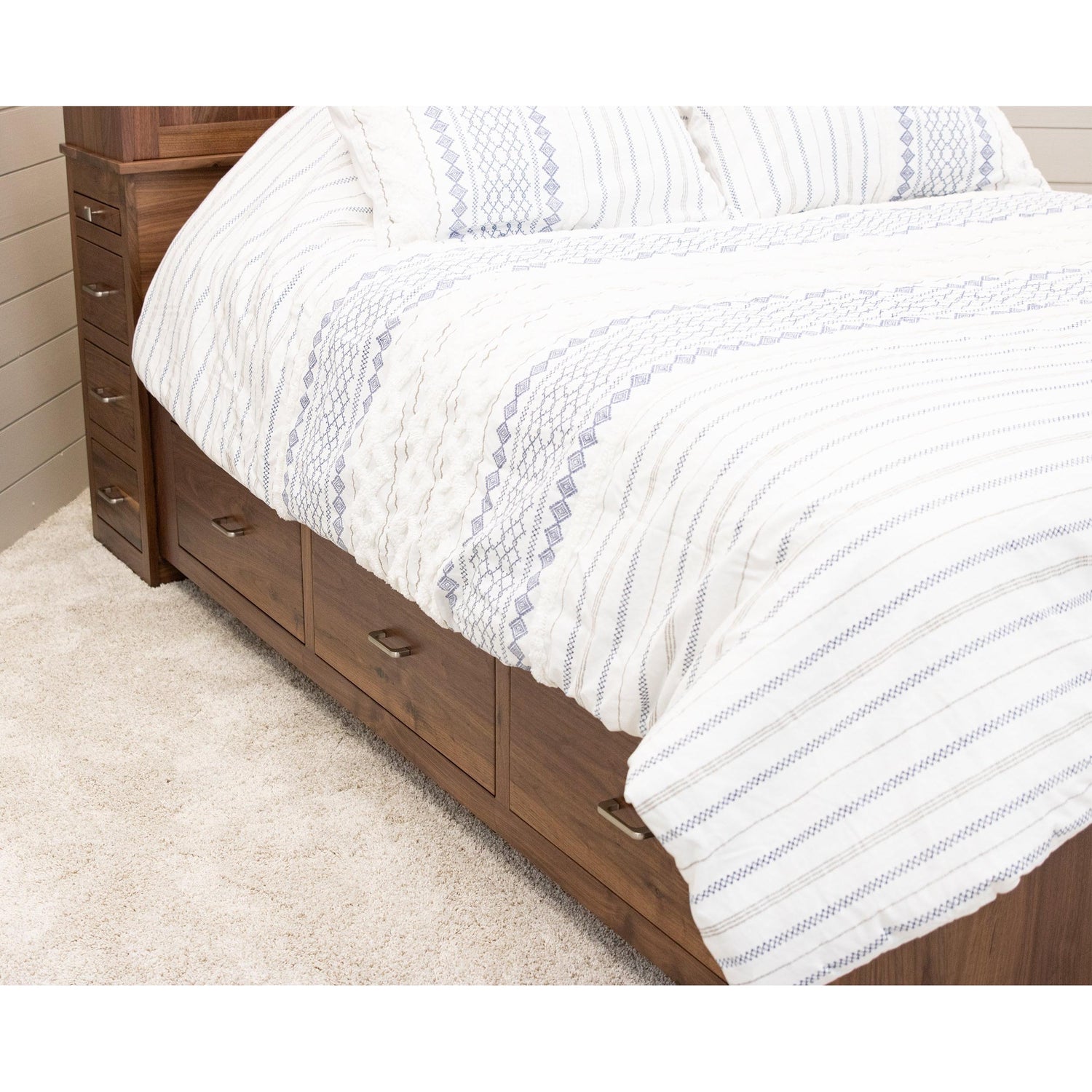 Weston Walnut Wood Storage Headboard & Platform Drawer Bed | NAT
