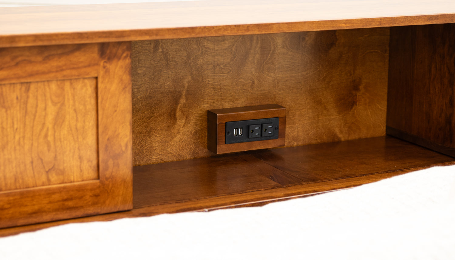 Weston Cherry Wood Storage Headboard & Platform Drawer Bed | MC