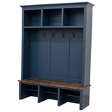 Weston Blue Solid Wood Hall Tree Bench | M-HN&CO
