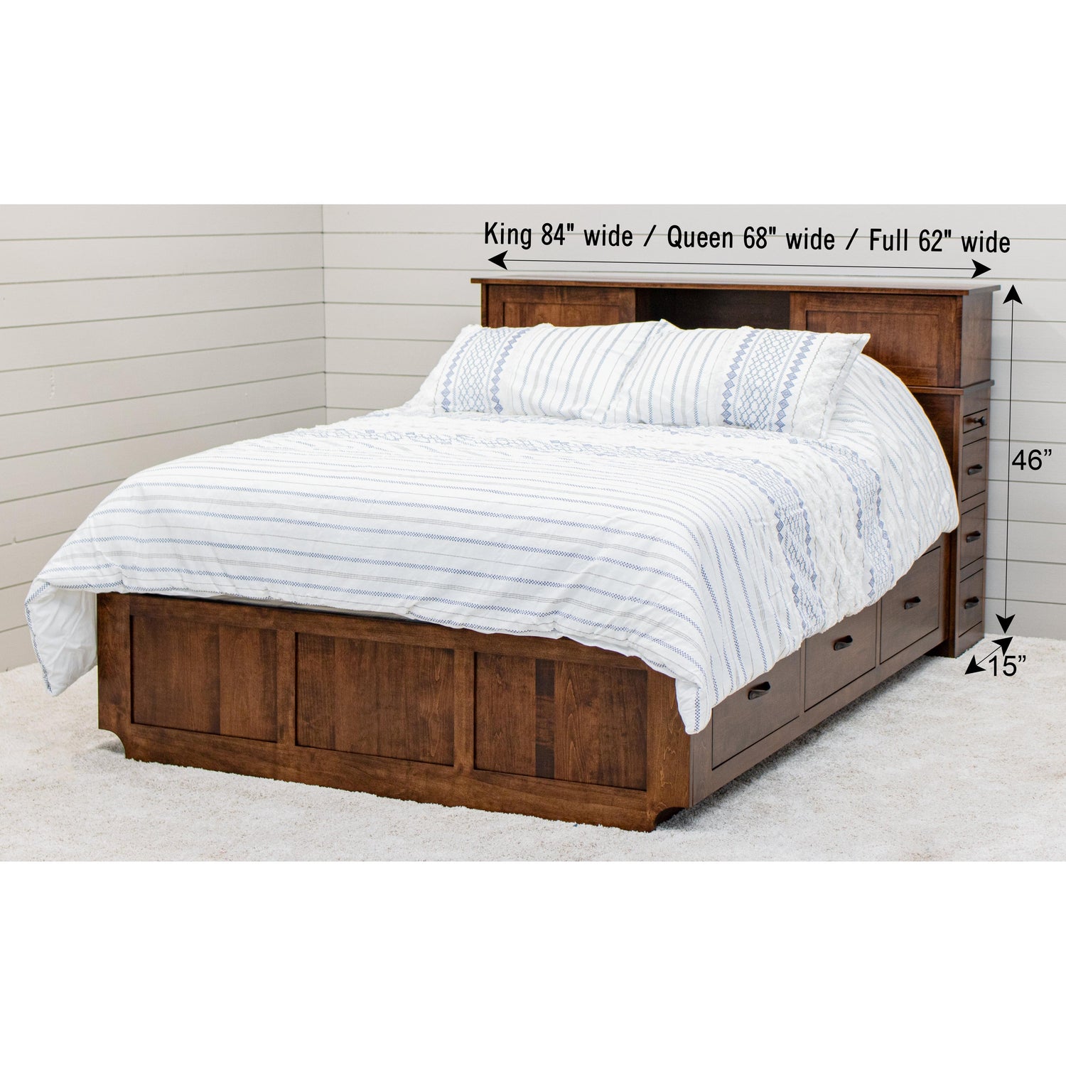 Weston Maple Wood Storage Headboard & Platform Drawer Bed | ASB