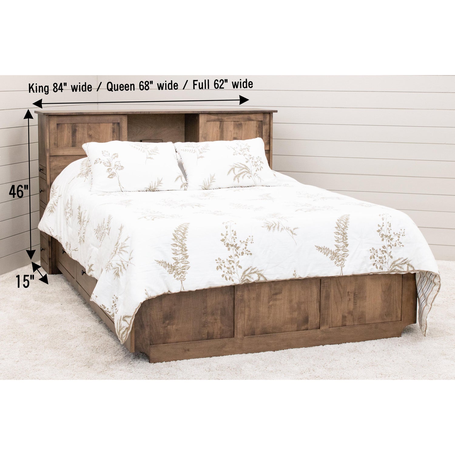 Weston Maple Wood Storage Headboard & Platform Drawer Bed | CO