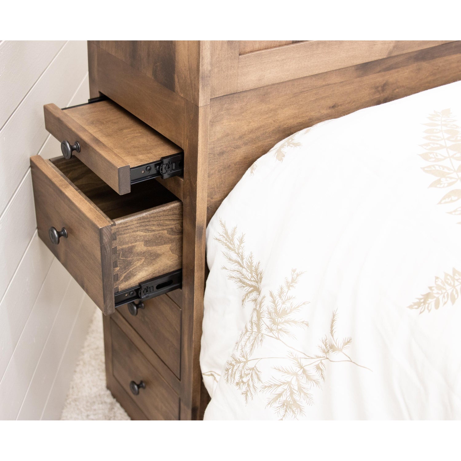 Weston Maple Wood Storage Headboard & Platform Drawer Bed | CO
