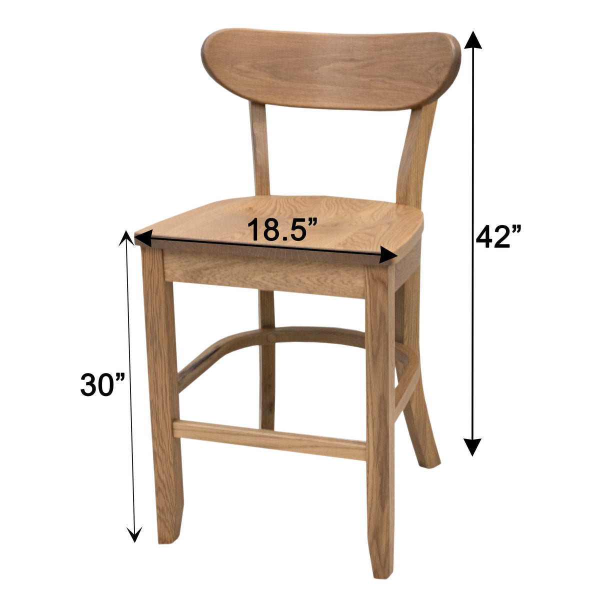 Windsor Rustic White Oak Wood 24" Mid Century Stationary Bar Stool | DS