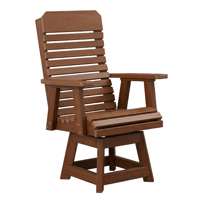 Comfort Back Poly Amish Outdoor Swivel Dining Chair - Antique Mahogany